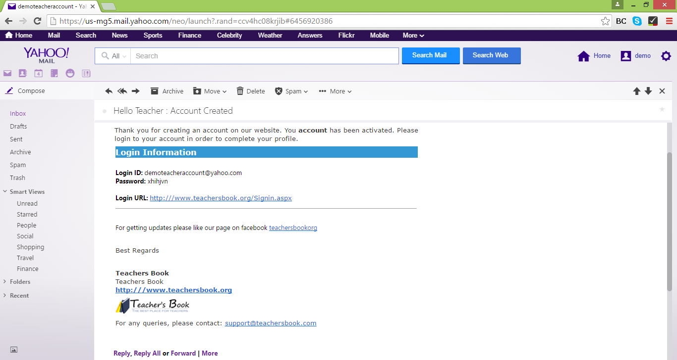 Click or copy Login URL